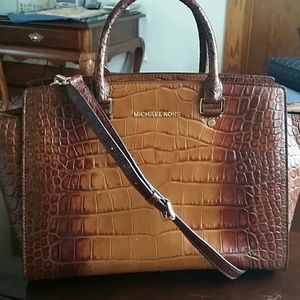 Michael kors brown crocodile bag